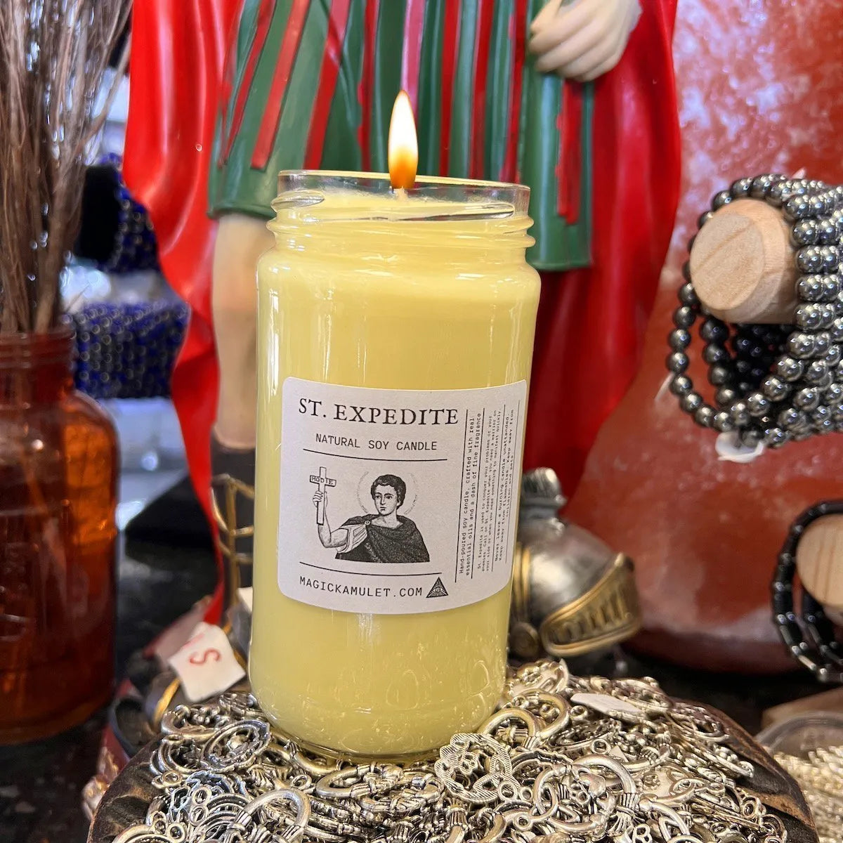 St. Expedite Jar Candle by Rev. Roy – Fast Help, Quick Solutions, and Urgent Petition Work