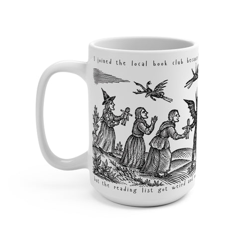 15oz Witchcraft Illustration Mug — Vintage Devil & Witches Art Coffee Cup