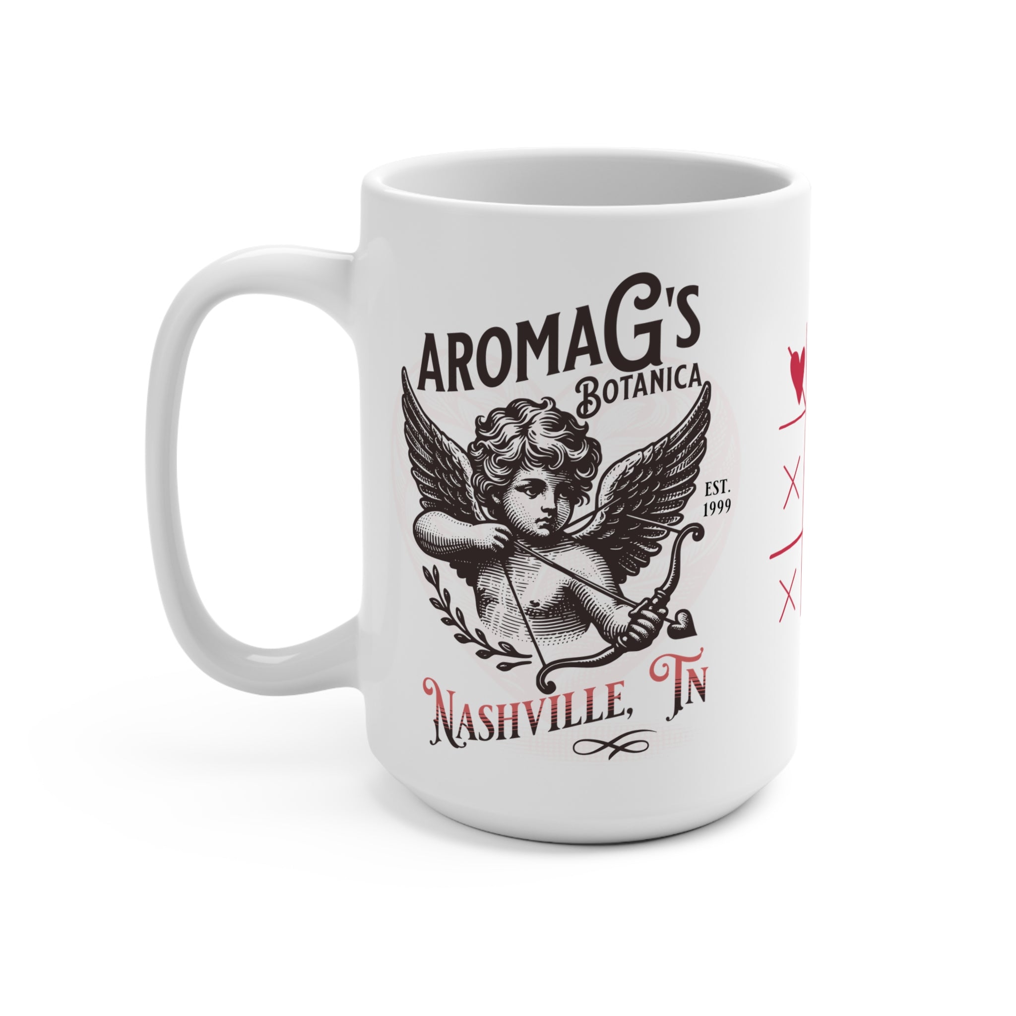 Aromagi's Botanica 15oz Mug — Vintage Cherub Valentine Tic-Tac-Toe Coffee Cup