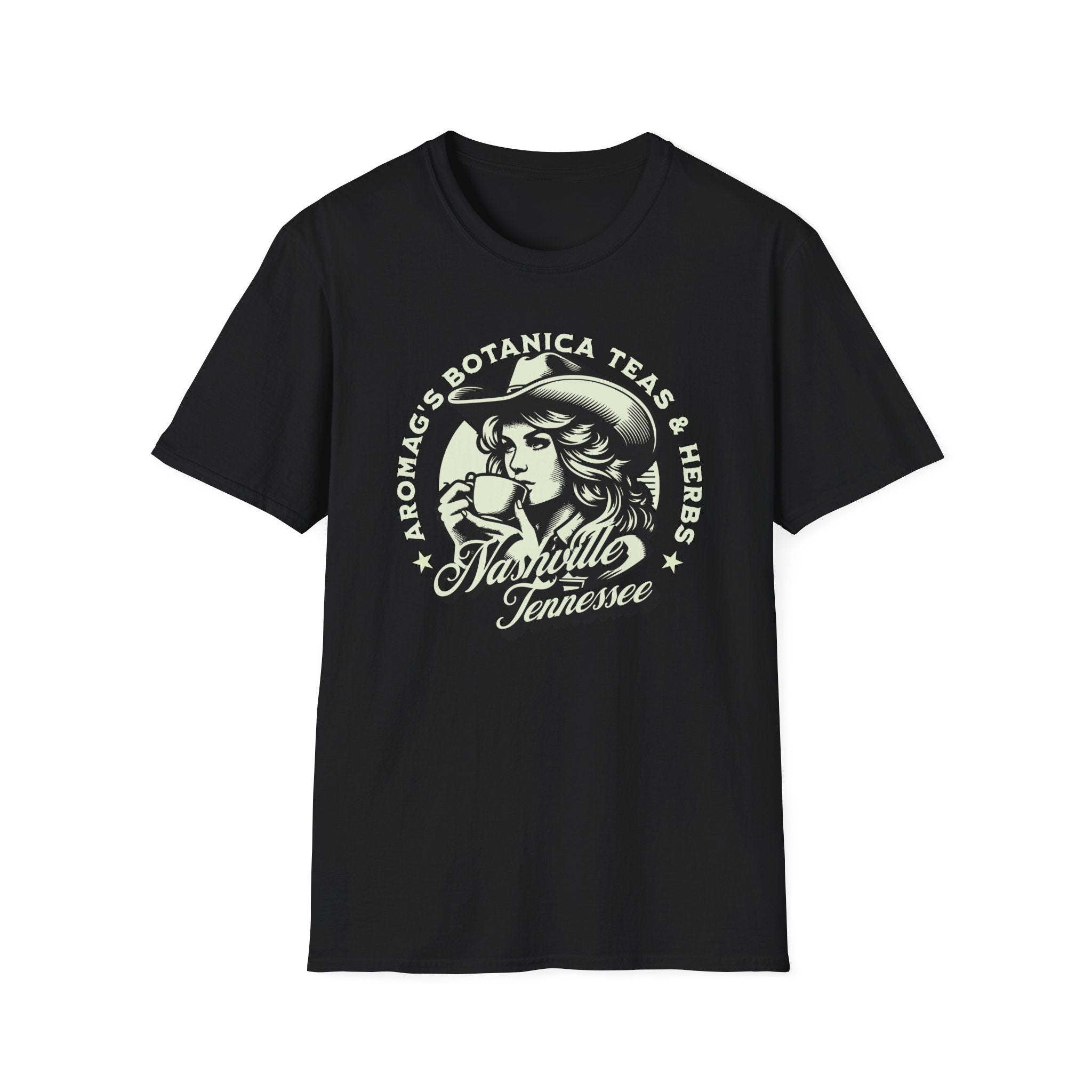 Nashville Tea & Herbs Cowgirl Graphic Tee – AromaG’s Botanica Softstyle T-Shirt