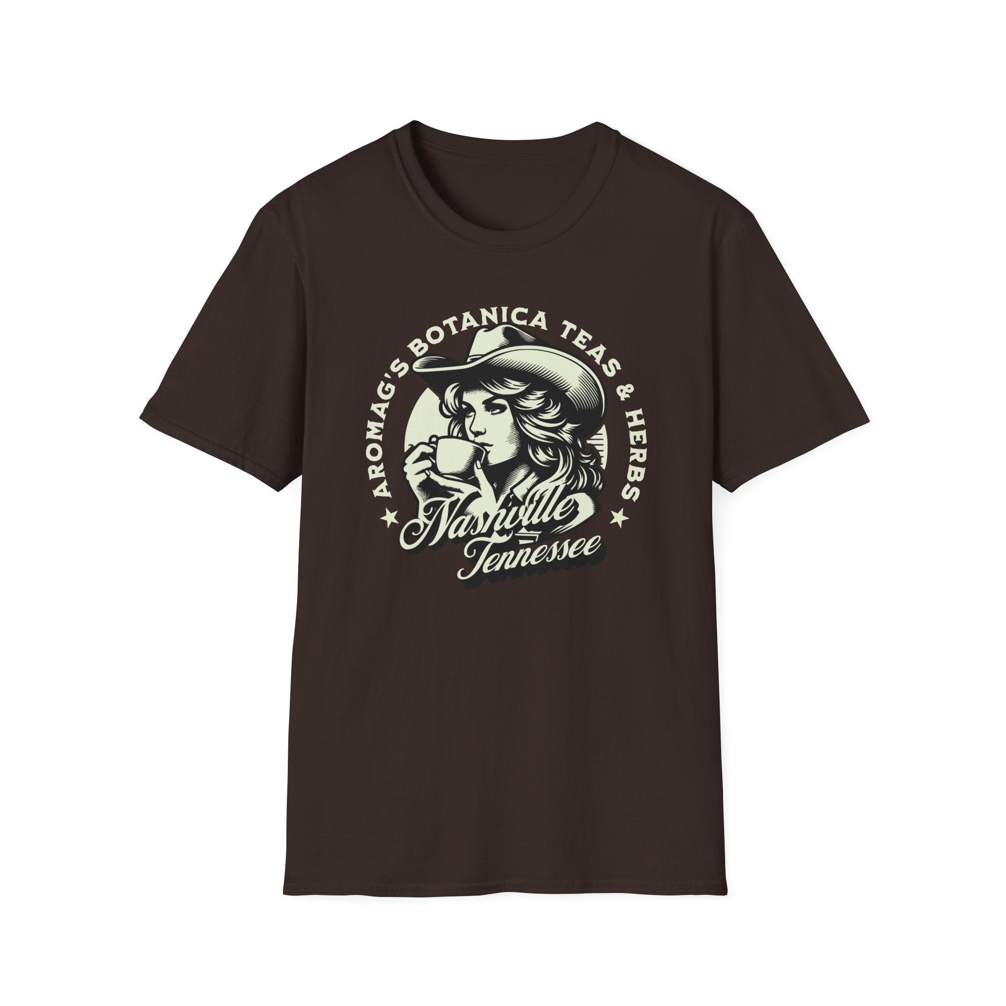 Nashville Tea & Herbs Cowgirl Graphic Tee – AromaG’s Botanica Softstyle T-Shirt