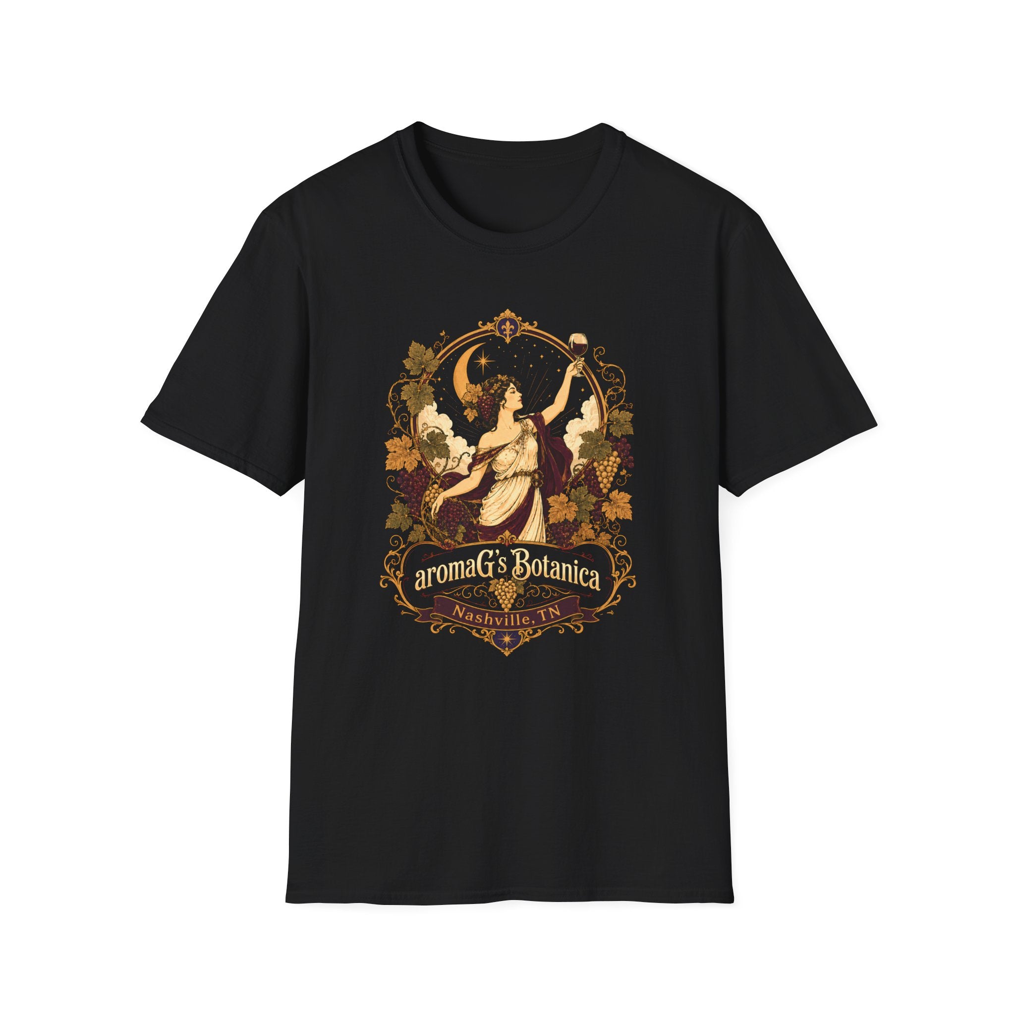 Vintage Wine Goddess T-Shirt | Art Nouveau Botanical Apothecary Graphic Tee
