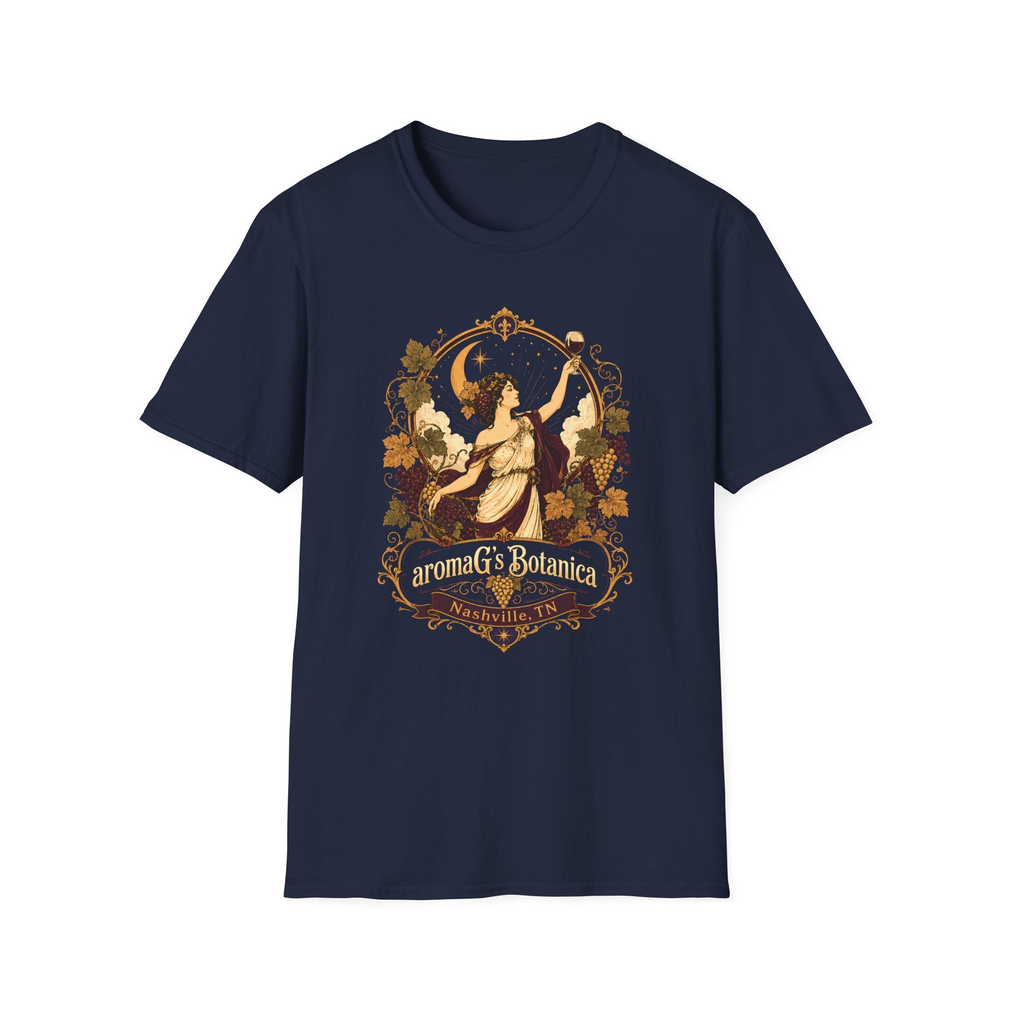 Vintage Wine Goddess T-Shirt | Art Nouveau Botanical Apothecary Graphic Tee