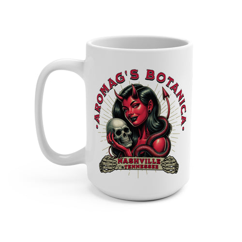 Aromac's Botanica Devil Woman 15oz Mug — Nashville Skull Coffee Cup