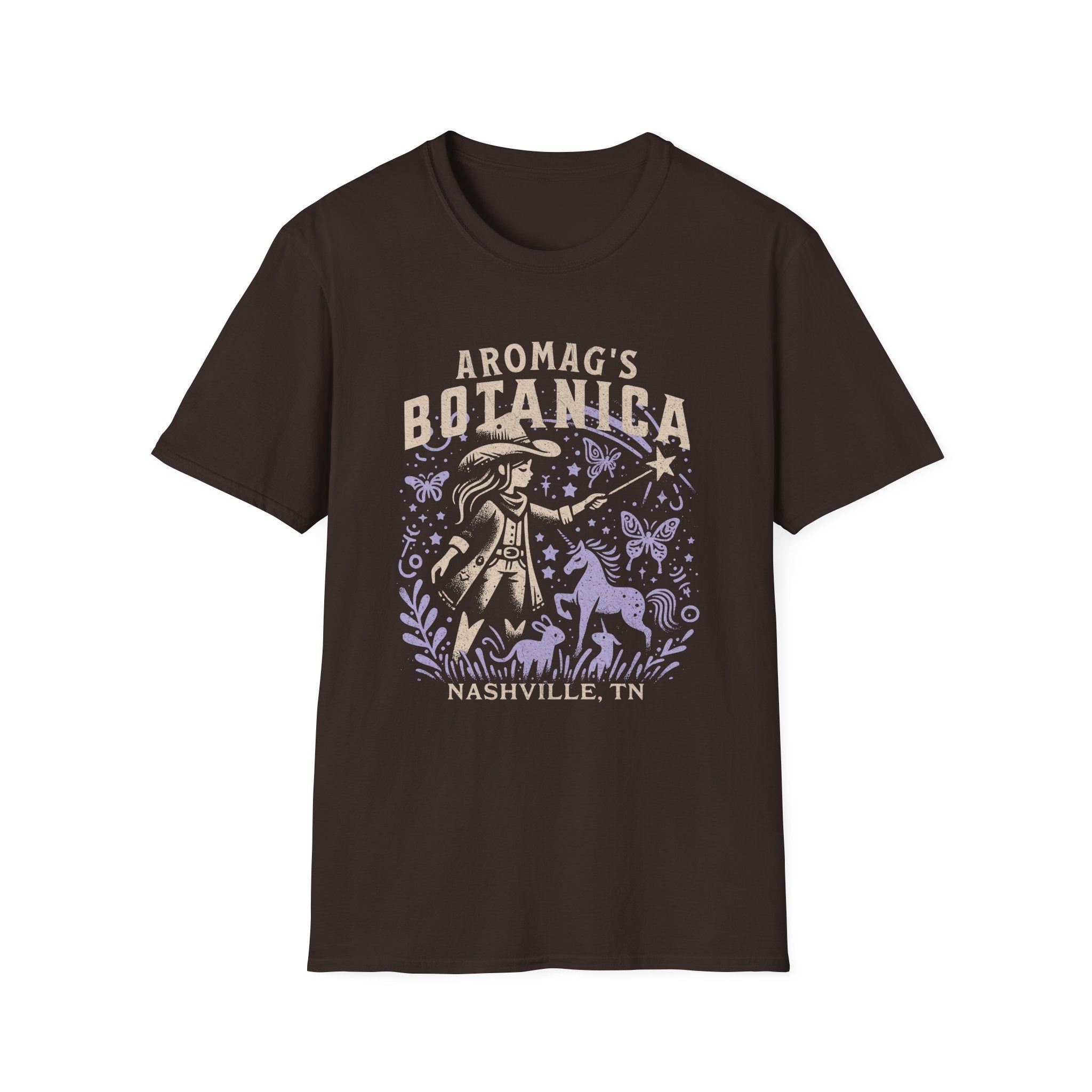 aromaG’s Botanica Nashville T-Shirt – Witchy Unicorn Cowgirl Graphic Tee