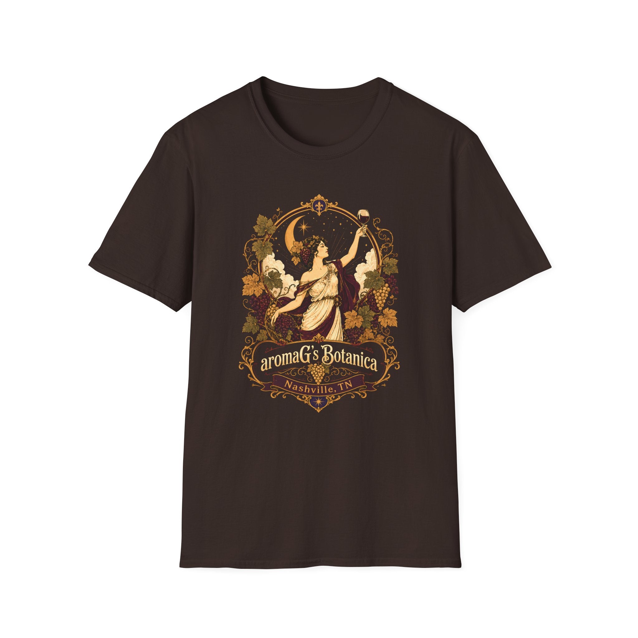 Vintage Wine Goddess T-Shirt | Art Nouveau Botanical Apothecary Graphic Tee