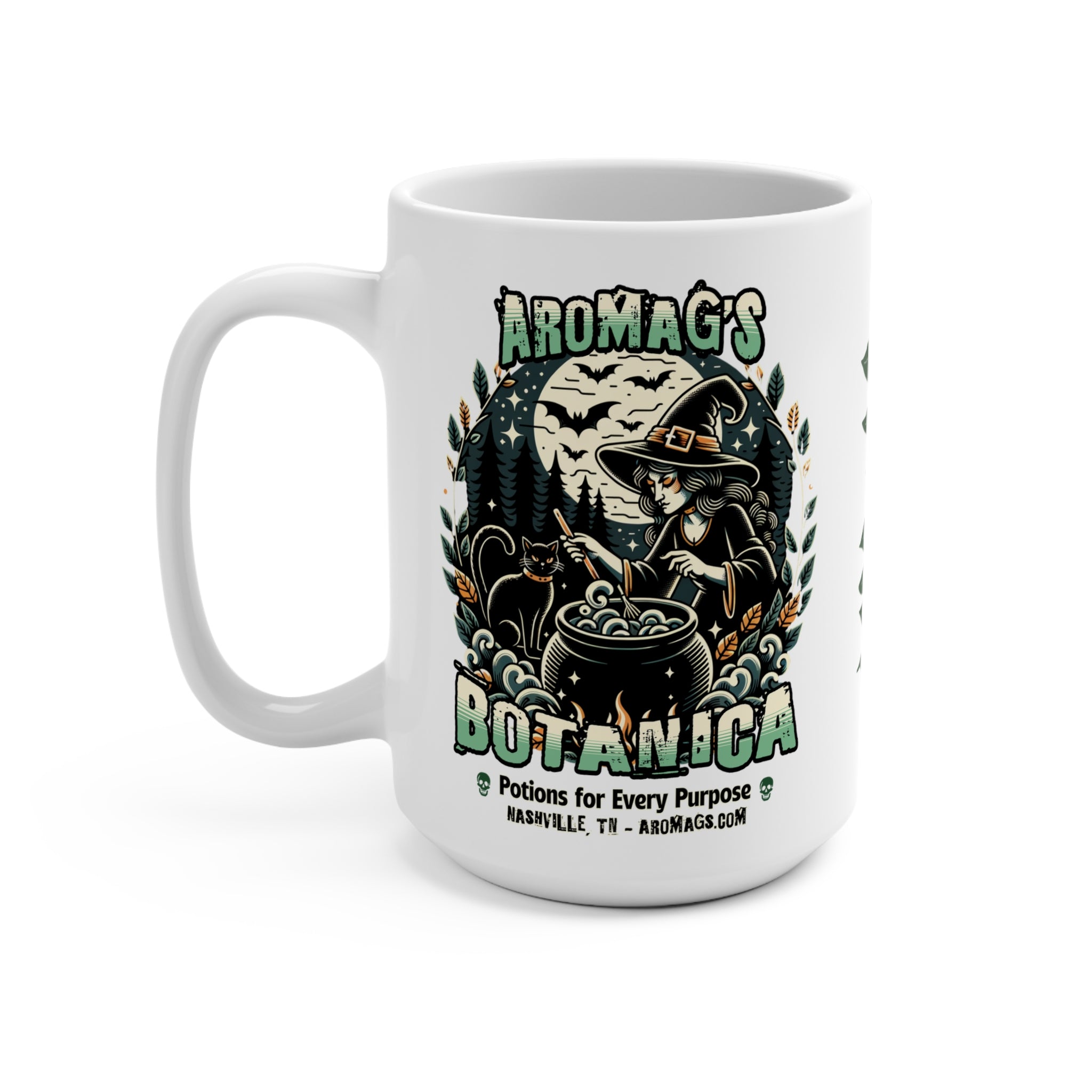 Aromag's Witchy Herbal Coffee Cup - Witch Stirring Cauldron (15oz)
