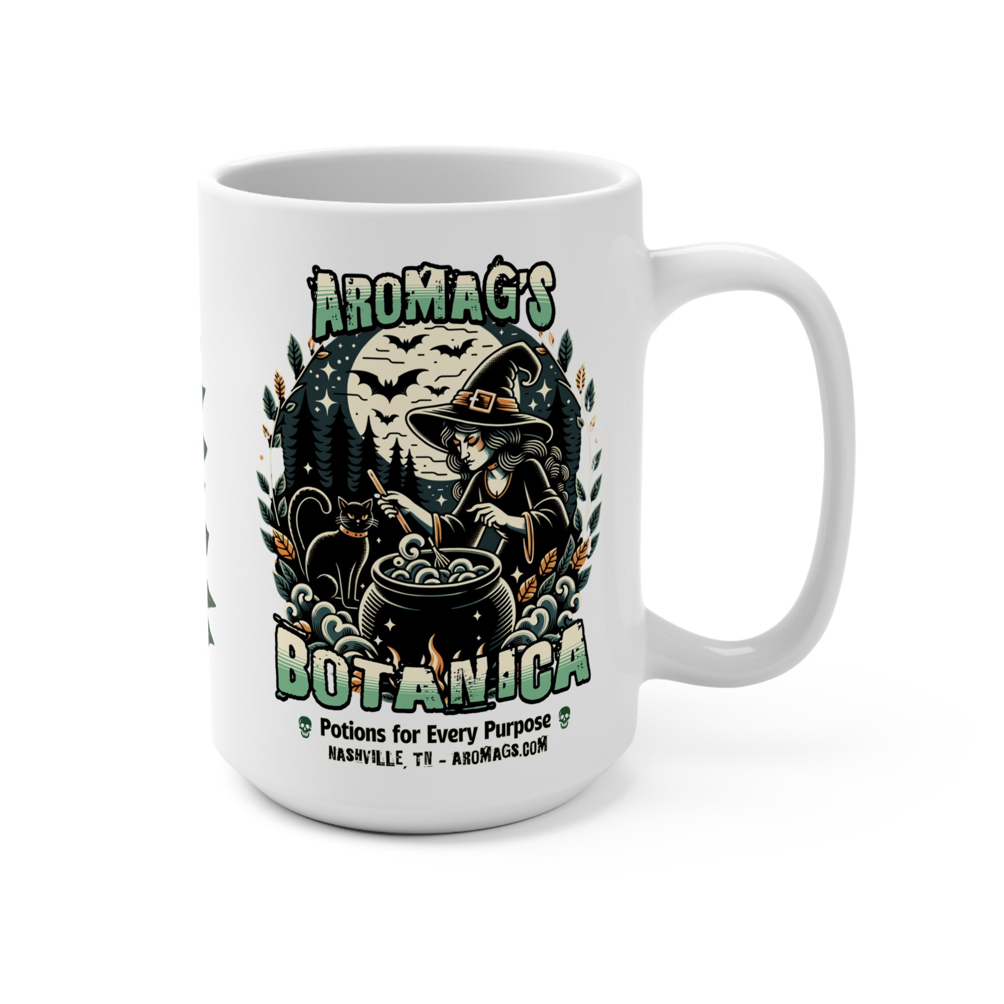 Aromag's Witchy Herbal Coffee Cup - Witch Stirring Cauldron (15oz)