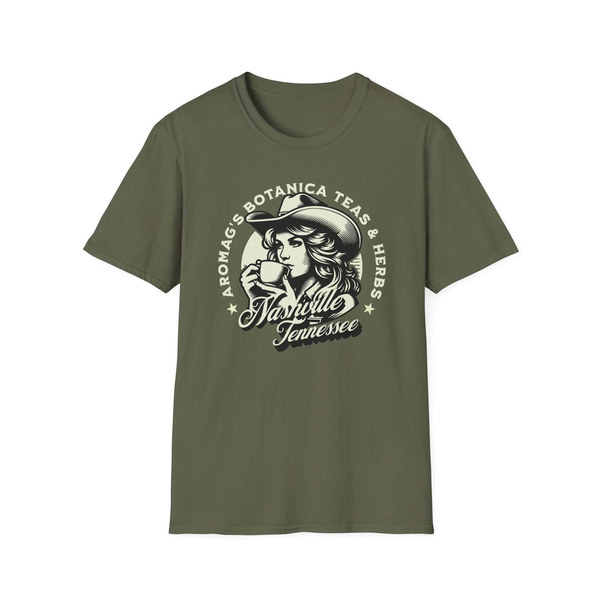 Nashville Tea & Herbs Cowgirl Graphic Tee – AromaG’s Botanica Softstyle T-Shirt