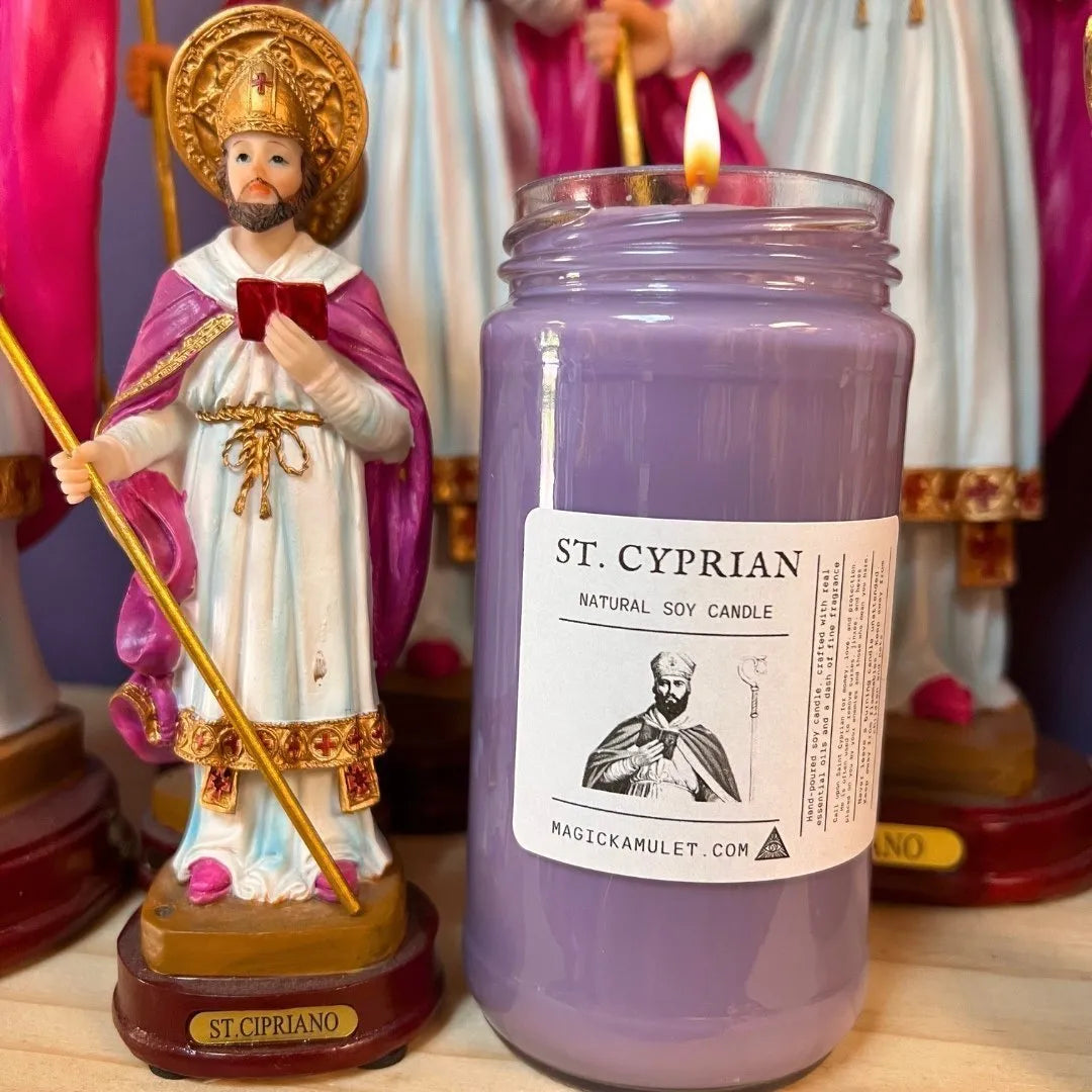 St. Cyprian Jar Candle by Rev. Roy – Protection, Occult Wisdom, and Power Over Evil