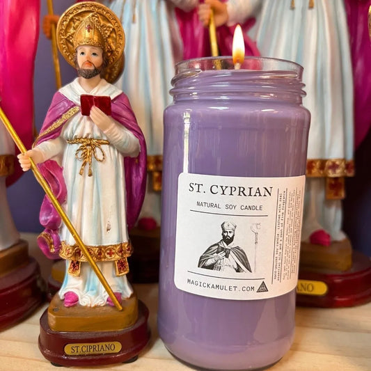 St. Cyprian Jar Candle by Rev. Roy – Protection, Occult Wisdom, and Power Over Evil