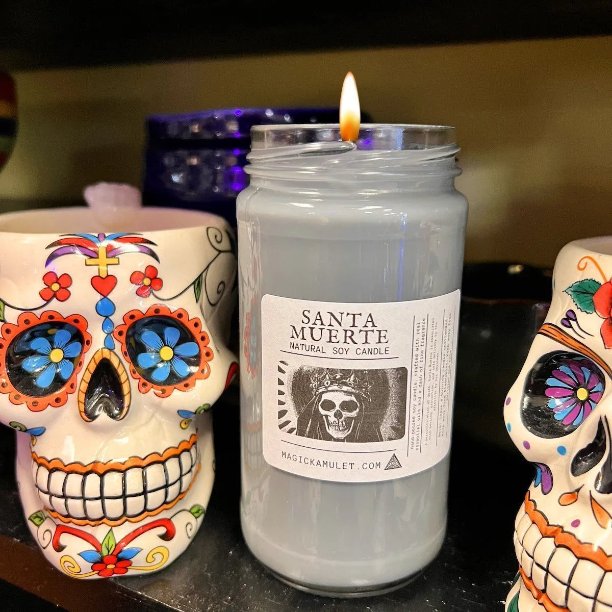 Santa Muerte Jar Candle by Rev. Roy – Honor La Santísima Muerte for Protection, Guidance, and Devotion