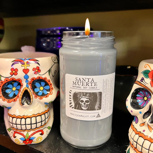 Santa Muerte Jar Candle by Rev. Roy – Honor La Santísima Muerte for Protection, Guidance, and Devotion