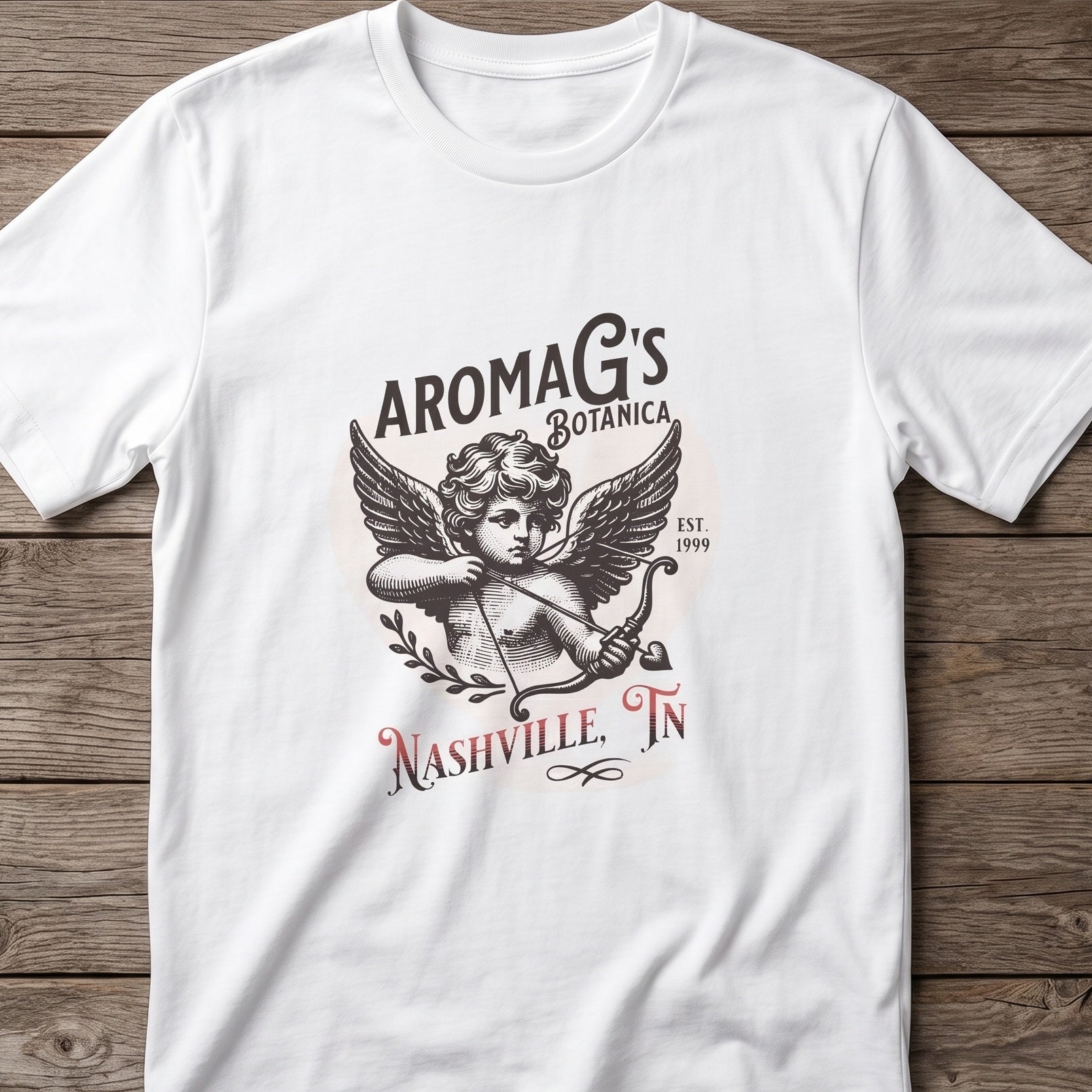 AromaG’s Botanica Angel T-Shirt – Nashville Cherub Graphic Tee