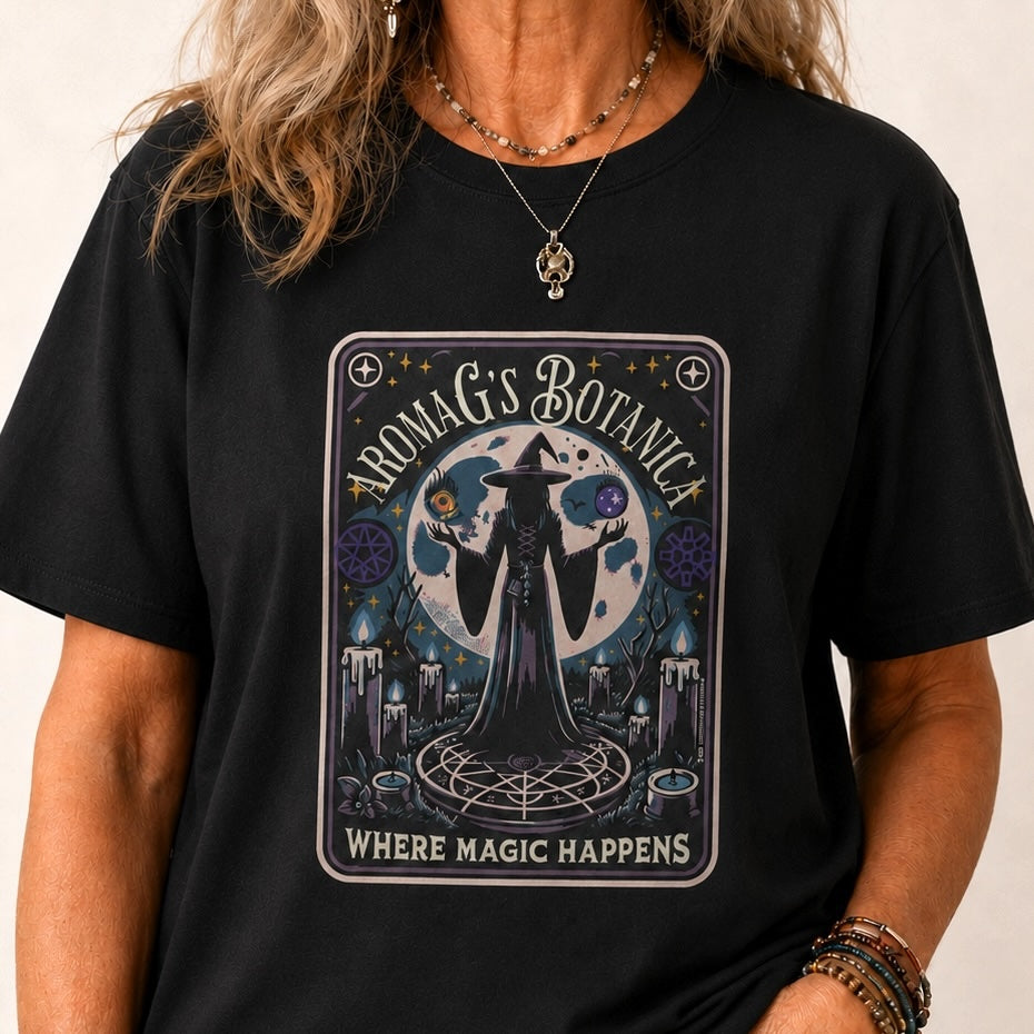 AromaG’s Botanica Witchy T-Shirt – Where Magic Happens Graphic Tee