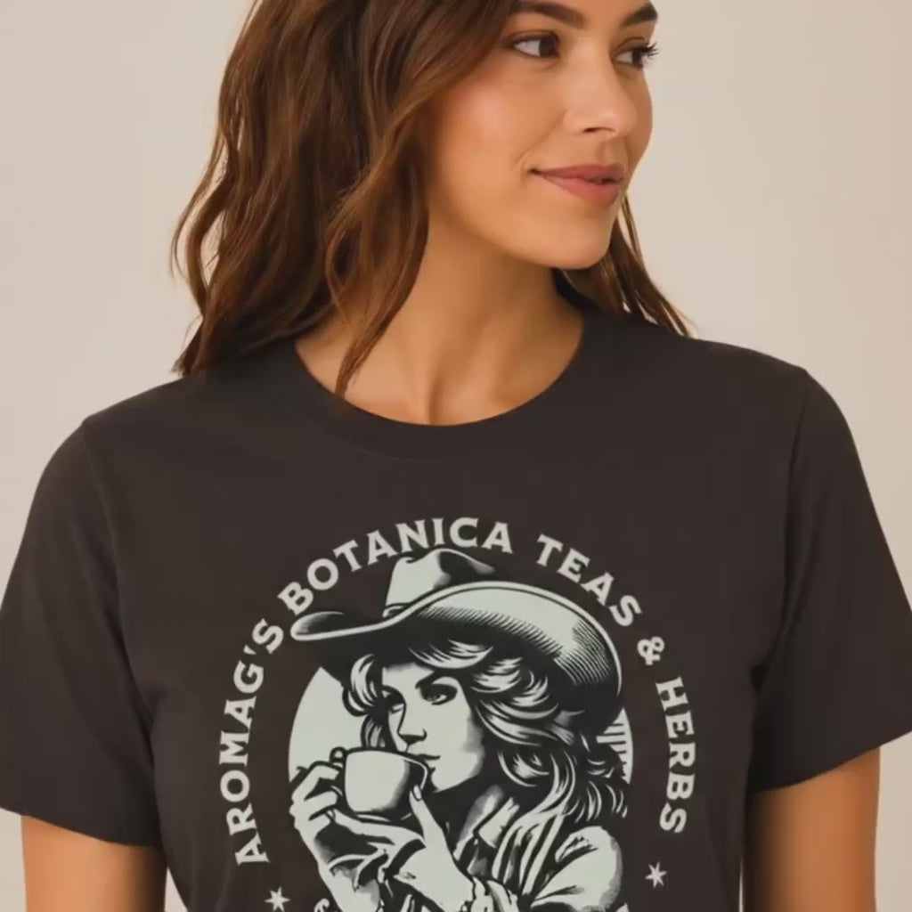 Nashville Tea & Herbs Cowgirl Graphic Tee – AromaG’s Botanica Softstyle T-Shirt